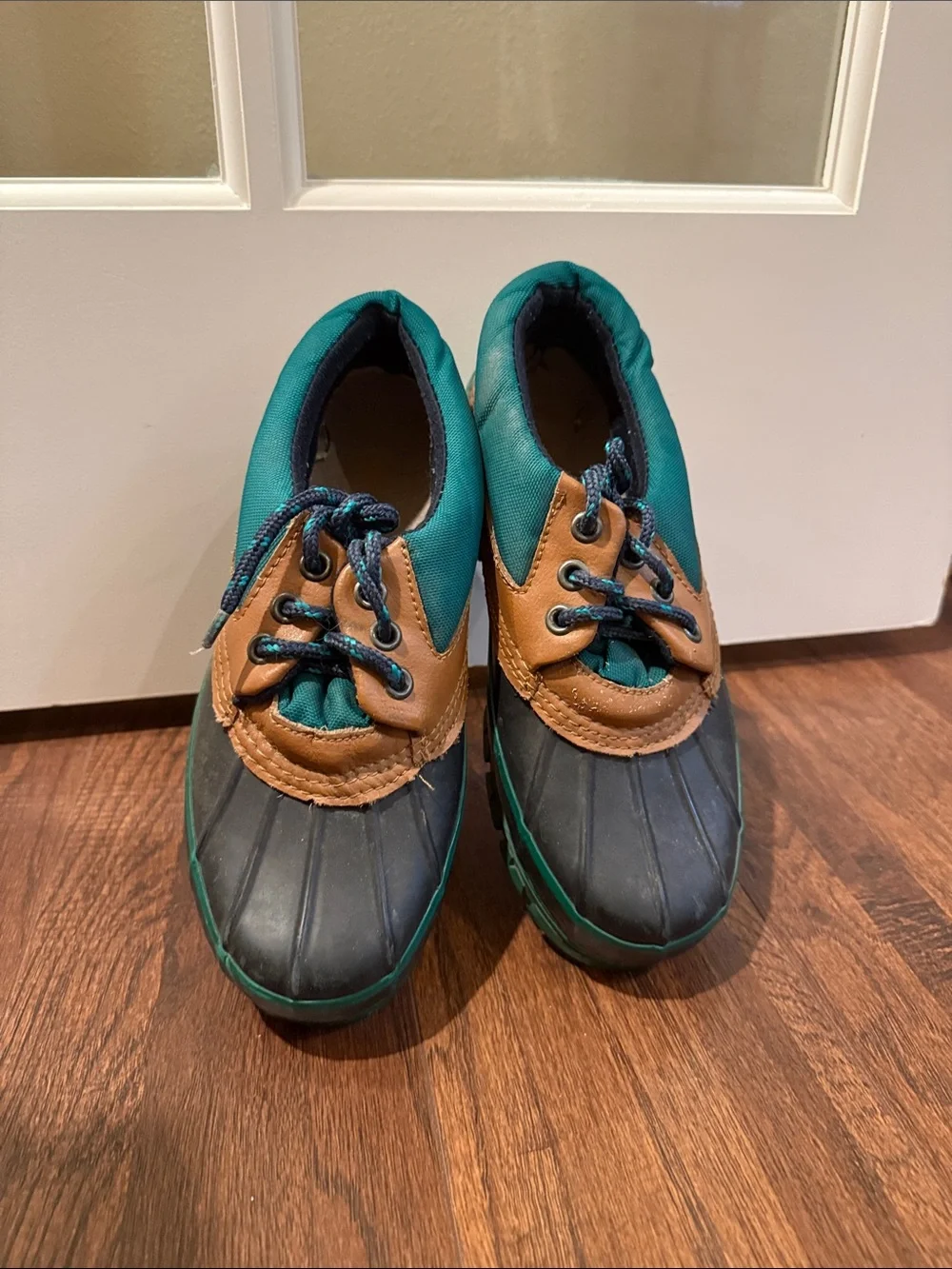 Women’s Teal and Brown Waterproof Duck Boots